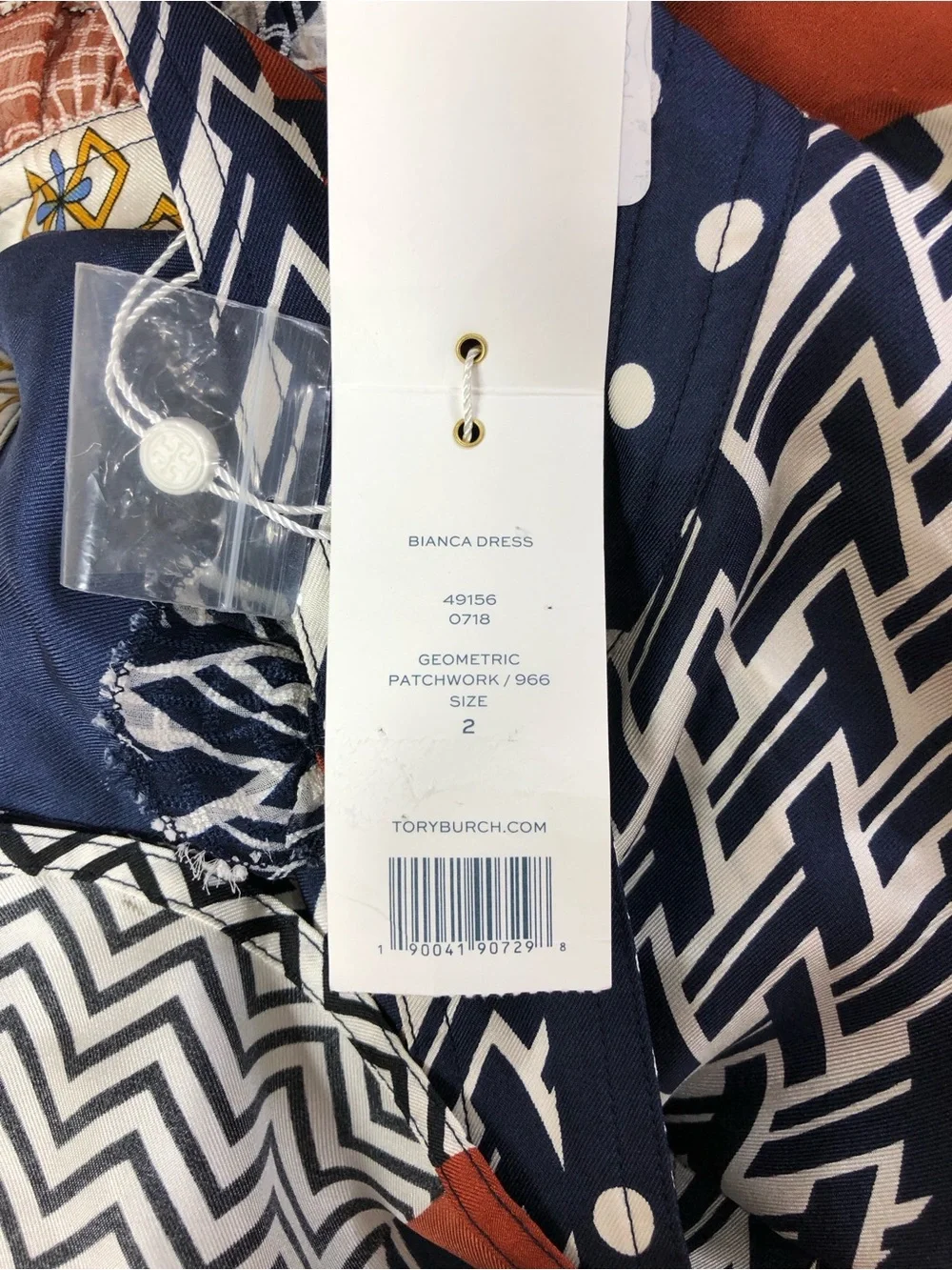 NWT $598 Tory Burch Bianca Silk Patchwork Waist Tie Dress
